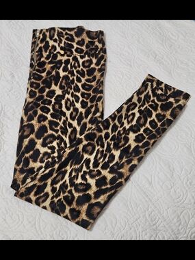 CANCLAY Leopard Print Leggings in Brown & Black